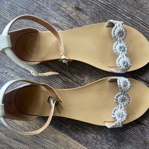 Jack Rogers | White and Silver Daphne Sandals Size 7
